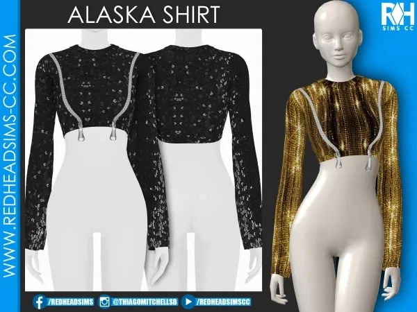 Alpha ALASKA SHIRT by redheadsims - The Sims 4 custom content