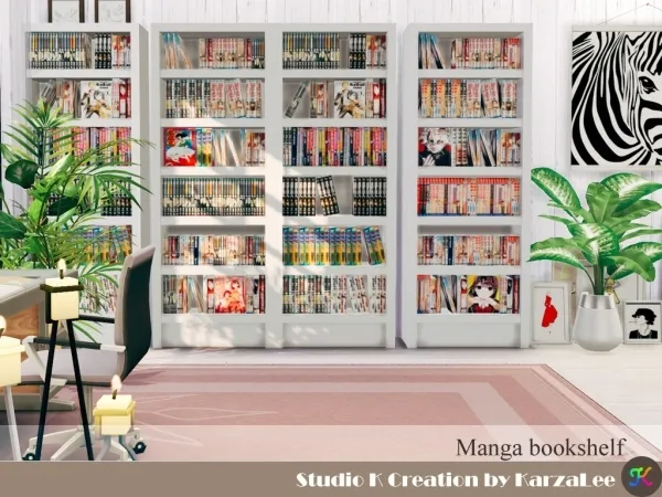 Alpha Manga bookshelf set - The Sims 4 Custom Content