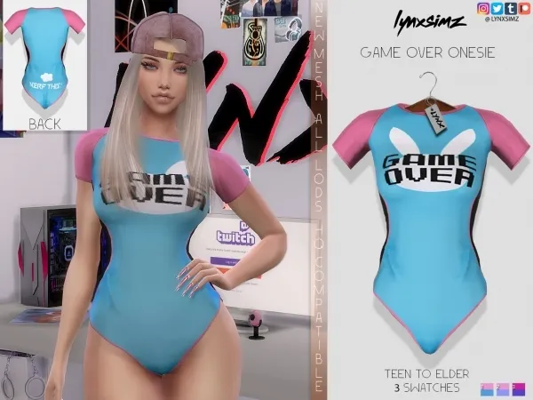 Alpha lynxsimz game over onesie - The Sims 4 Custom Content