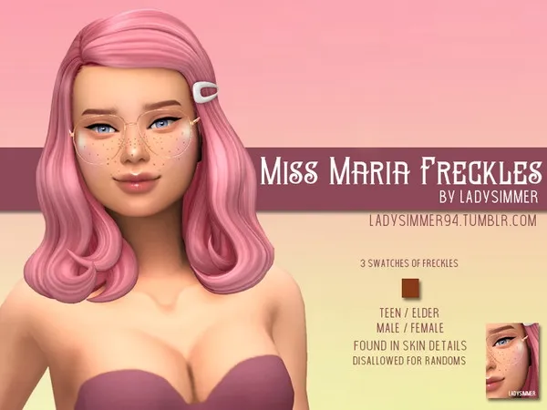 Alpha Miss Maria Freckles - The Sims 4 Custom Content