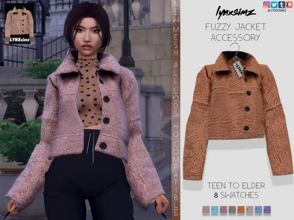 Alpha lynxsimz fuzzy jacket accessory - The Sims 4 Custom Content