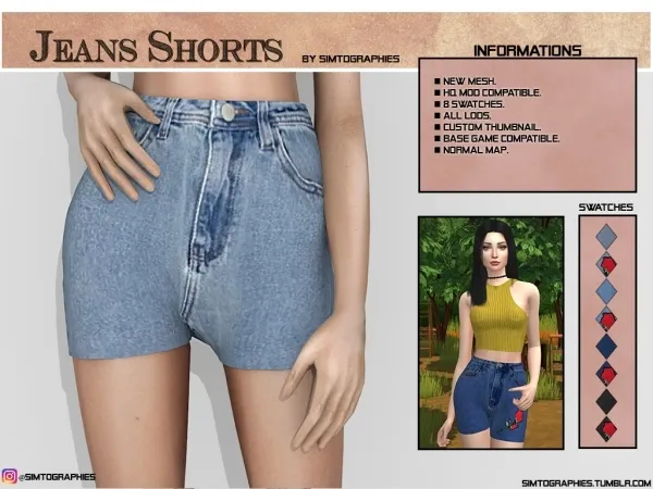 Alpha Jeans Shorts - The Sims 4 Custom Content