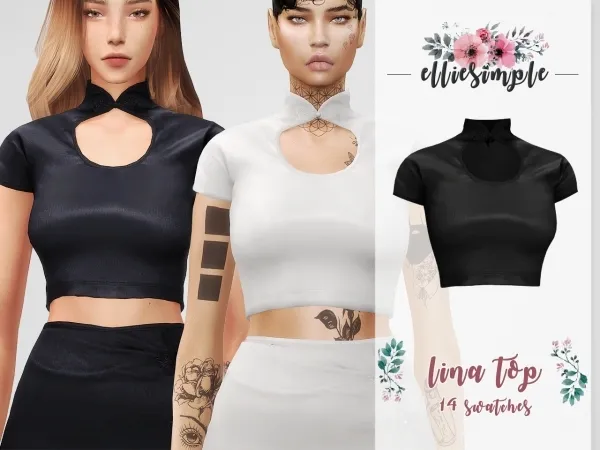 Alpha Elliesimple Lina Top - The Sims 4 Custom Content