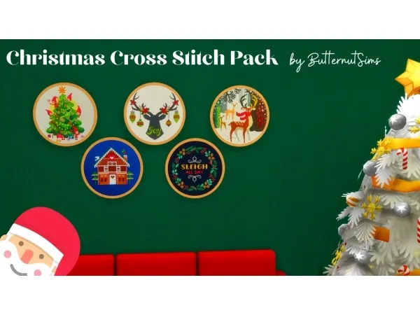 Alpha CHRISTMAS CROSS STITCH PACK by Butternut Sims - The Sims 4 Custom Content