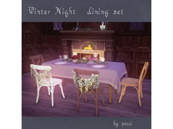 Maxis Match Winter Night dining set - The Sims 4 Custom Content