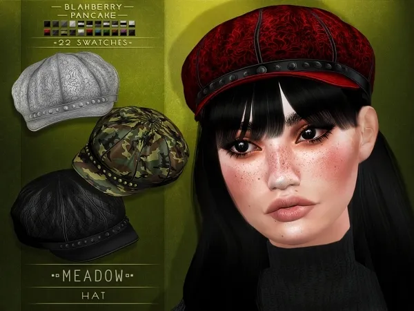 Alpha Blahberry Pancake Meadow Hat - The Sims 4 Custom Content