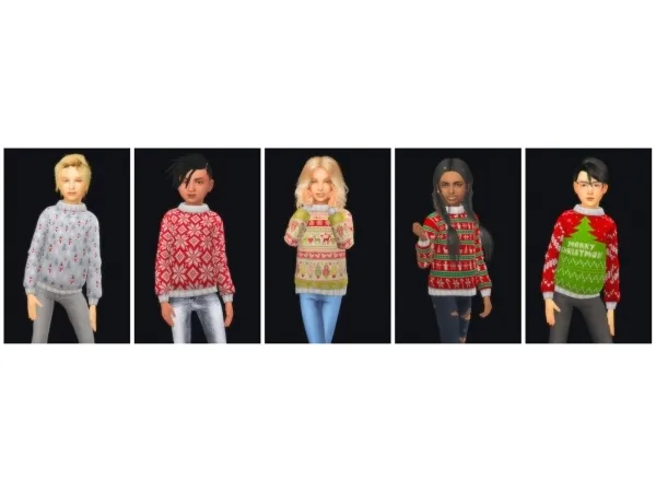 Alpha Advent Day 8 Holiday Child Sweaters by ObsidianQrow Sims - The Sims 4 Custom Content
