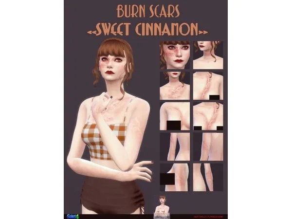 Alpha Burn scars Sweet Cinnamon - The Sims 4 Custom Content