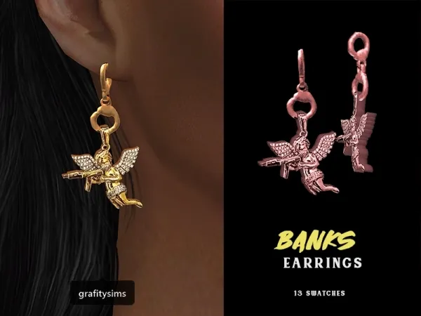 Alpha Banks Earrings - The Sims 4 Custom Content