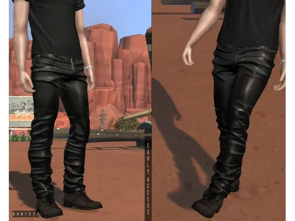 Alpha Leather Pants (V1 V2) by simsfinds - The Sims 4 Custom Content