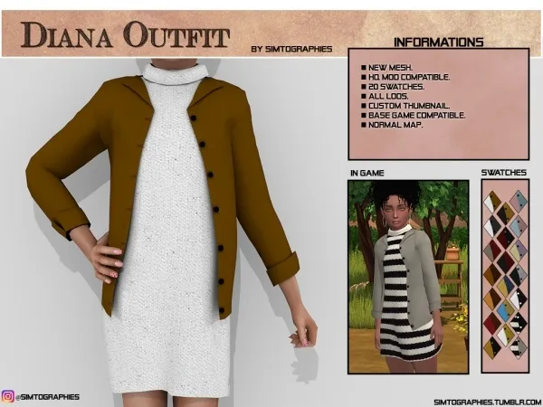 Alpha Diana Outfit - The Sims 4 Custom Content