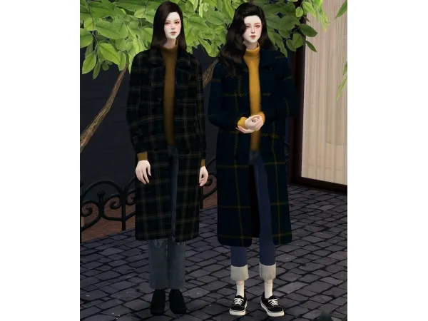 Mix yun seol long woolen coat - The Sims 4 Custom Content