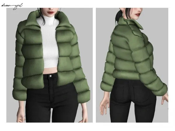 Maxis Match [ d r e am g i r l ] p u f f e r j a c k e t - The Sims 4 Custom Content