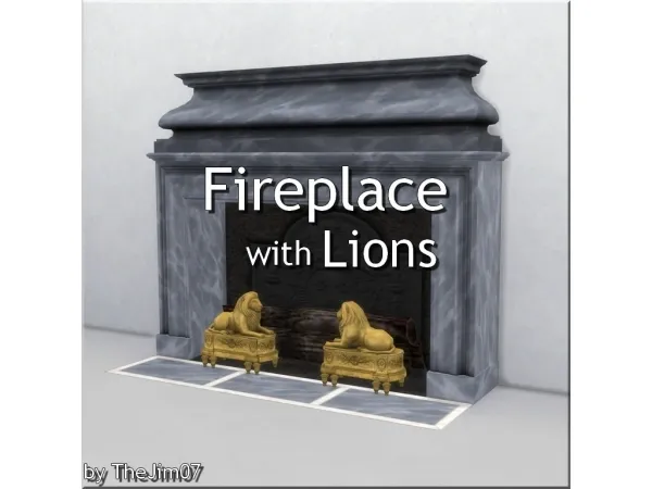 Maxis Match Fireplace with Lions by TheJim07 - The Sims 4 Custom Content