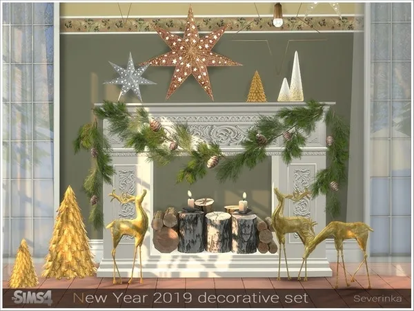 Alpha New Year 2019 decorative set by thesimsresource - The Sims 4 Custom Content