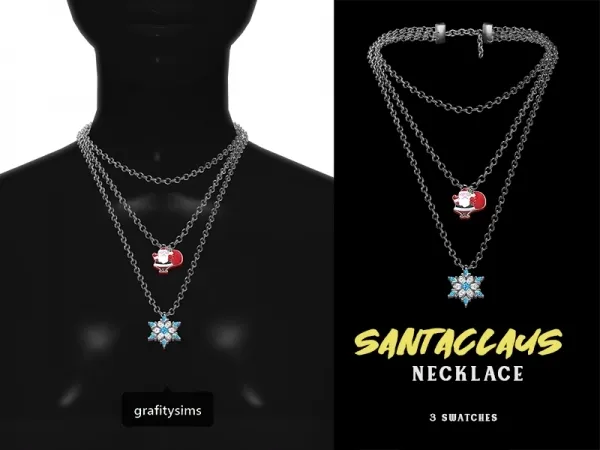 Alpha Santaclaus Layered Necklace - The Sims 4 Custom Content