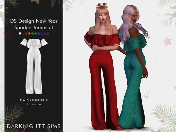 Alpha DS Design New Year Sparkle Jumpsuit - The Sims 4 Custom Content