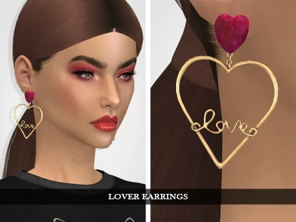 Alpha Lover Earrings - The Sims 4 Custom Content