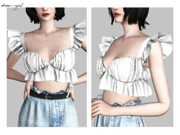 Alpha [ d r e a m g i r l ] w i n g e d t o p - The Sims 4 Custom Content