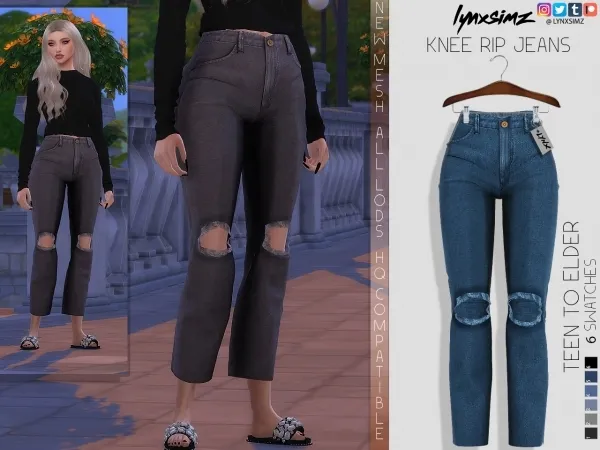 Alpha lynxsimz knee rip jeans - The Sims 4 Custom Content