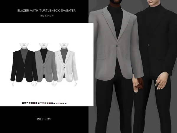 Maxis Match Blazer with Turtleneck Sweater - The Sims 4 Custom Content