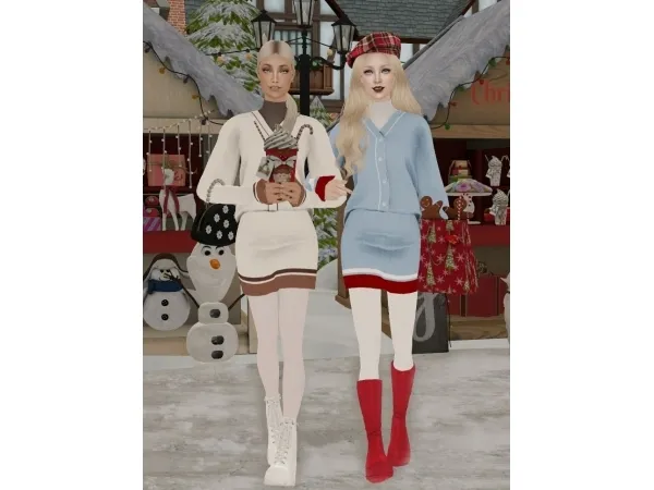 ChloeM Knitted Sweater and Skirt fo by aklira - The Sims 2 Custom Content