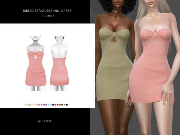 Maxis Match Ribbed Strapless Mini Dress by thesimsresource - The Sims 4 Custom Content