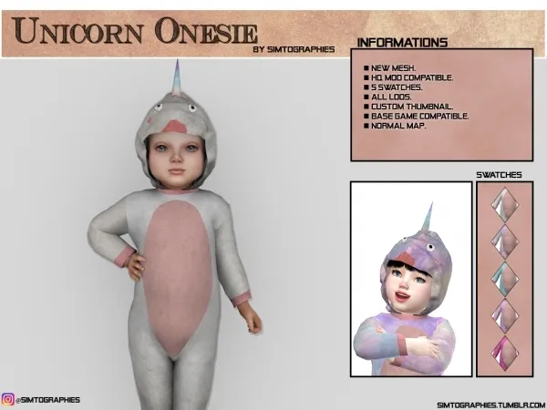 Alpha Unicorn Onesie by simtographies - The Sims 4 Custom Content