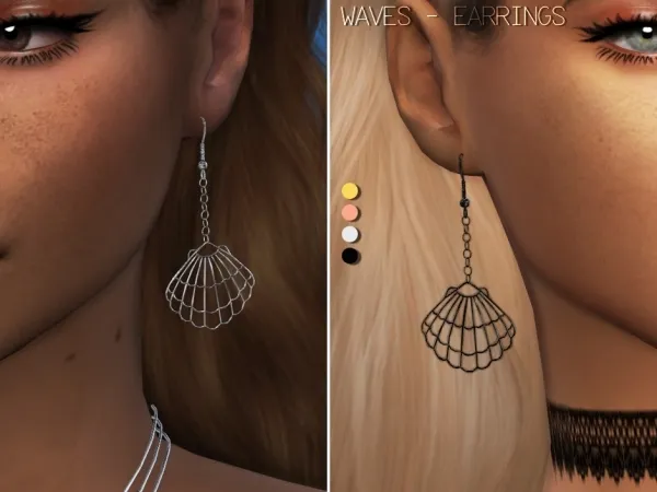Alpha Waves Earrings - The Sims 4 Custom Content