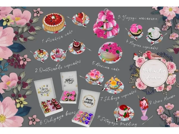 Alpha [MellowLin] Amami Collection Cake Macarones - The Sims 4 Custom Content
