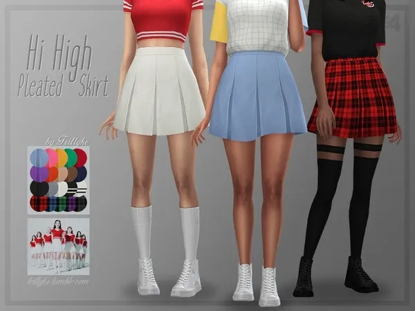 Maxis Match Trillyke Hi High Pleated Skirt - The Sims 4 Custom Content