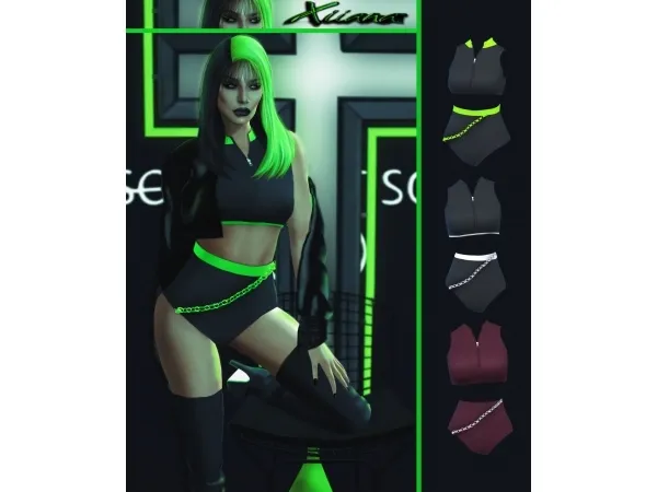 Alpha Xiiana Neon outfit - The Sims 4 Custom Content