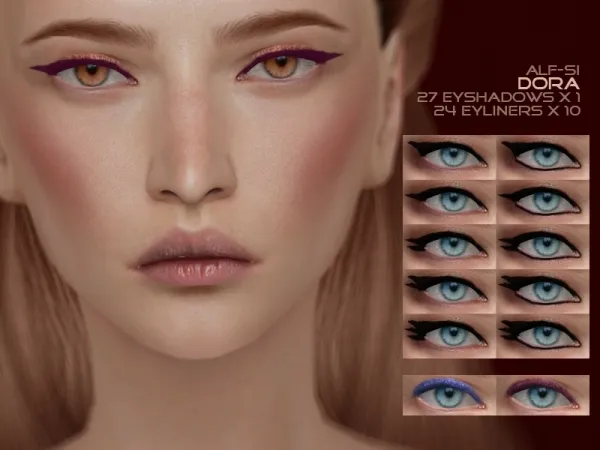 Alpha eyeshadow 07 eyeliners 10 14 Dora - The Sims 4 Custom Content