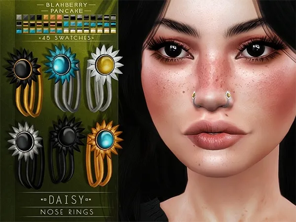 Alpha Blahberry Pancake Daisy Nose Rings (3 options) - The Sims 4 Custom Content