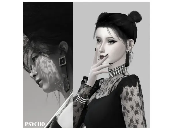 Alpha Seulgis Inspired Earring from Psycho - The Sims 4 Custom Content