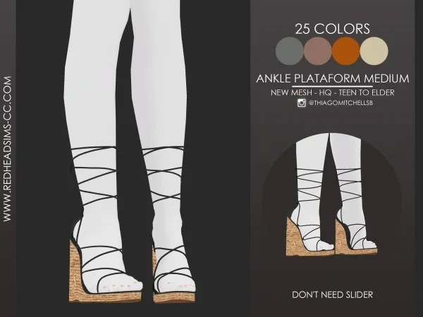 Alpha ANKLE PLATFORM MEDIUM by redheadsims - The Sims 4 Custom Content