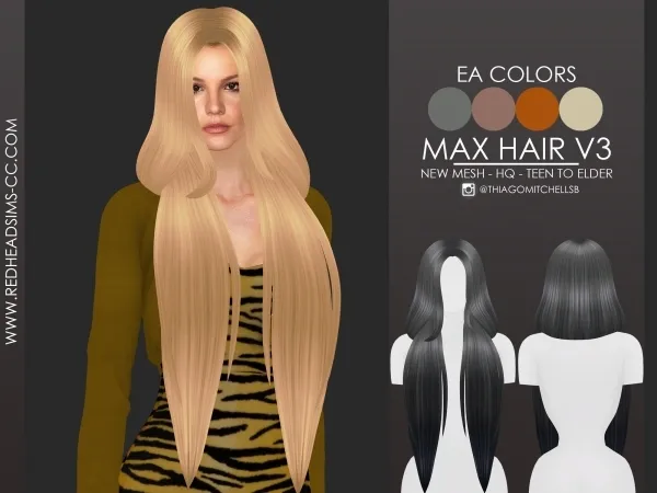 Maxis Match MAX HAIR V3 by redheadsims - The Sims 4 custom content