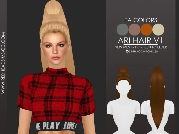 Maxis Match ARI HAIR V1 by redheadsims - The Sims 4 Custom Content