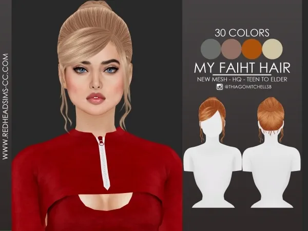 Alpha MY FAIHT HAIR by redheadsims - The Sims 4 custom content