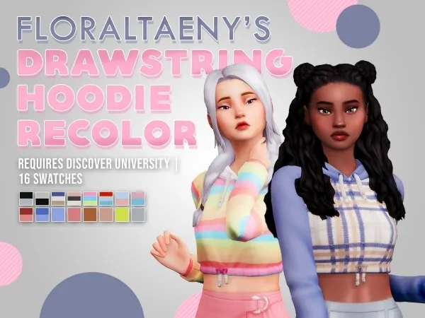 Maxis Match FLORALTAENYu2019S DRAWSTRING HOODIE RECOLOR - The Sims 4 Custom Content