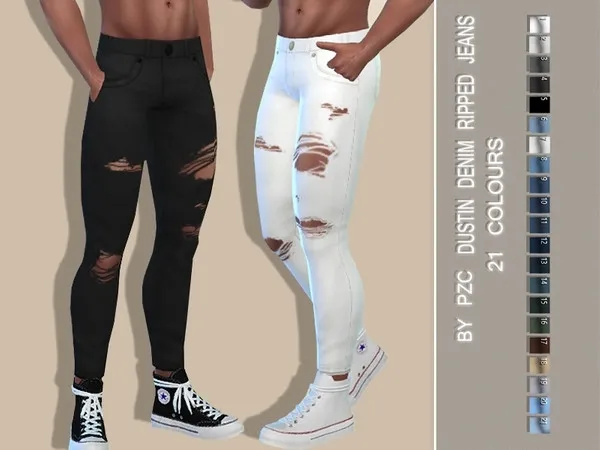 Maxis Match Dustin Denim Ripped Jeans by thesimsresource - The Sims 4 Custom Content