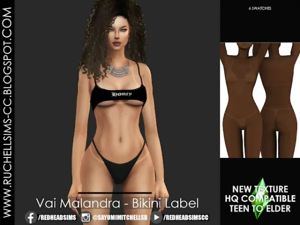 Alpha Vai Malandra Bikini Label - The Sims 4 Custom Content