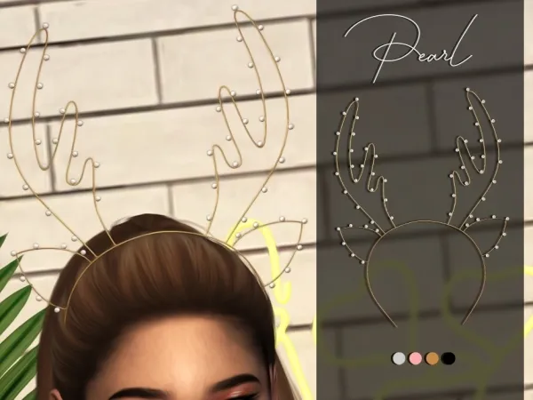 Alpha Reindeer Pearl Headband - The Sims 4 Custom Content