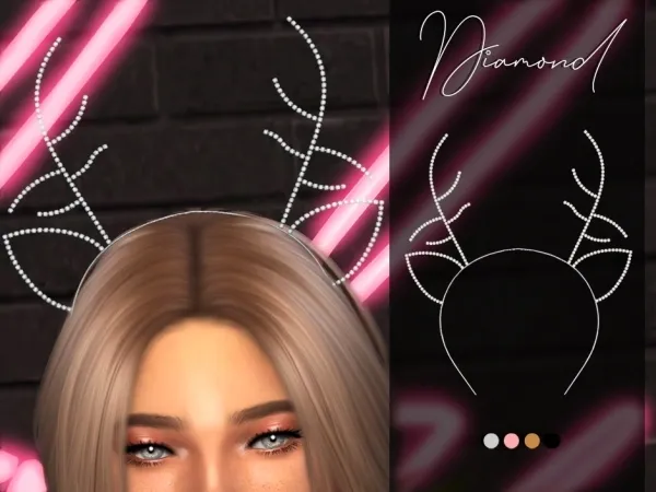 Alpha Diamond Reindeer Headband - The Sims 4 Custom Content