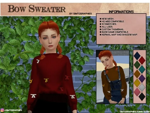 Alpha Bow Sweater - The Sims 4 Custom Content