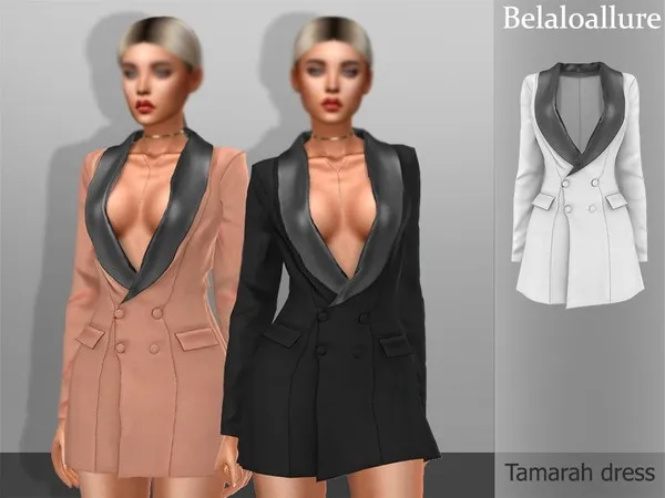 Alpha Belaloallure_Tamarah blazer dress - The Sims 4 Custom Content