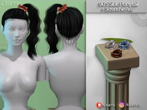 Alpha 90's Side Ponytail Hair by polygoncouture - The Sims 4 Custom Content