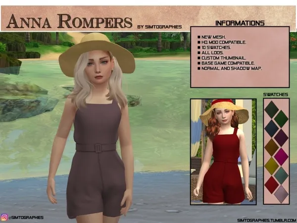 Alpha Anna Rompers - The Sims 4 Custom Content