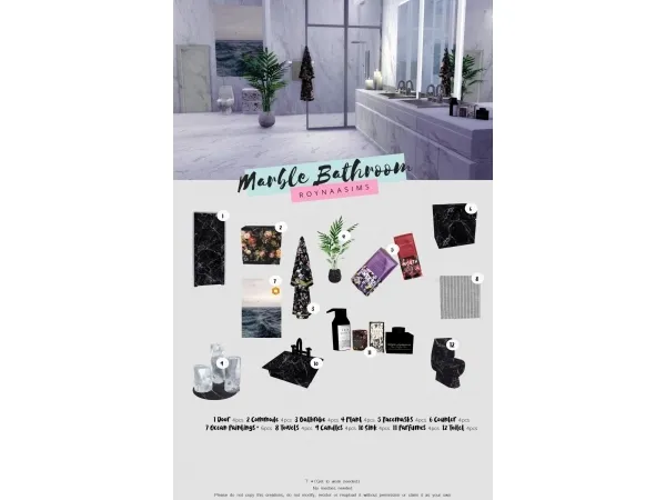 Maxis Match Marble Bathroom - The Sims 4 Custom Content