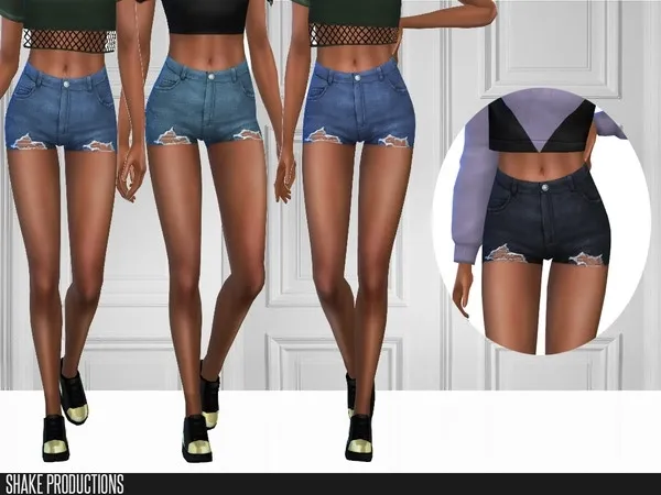Maxis Match ShakeProductions 375 Denim Shorts by thesimsresource - The Sims 4 Custom Content